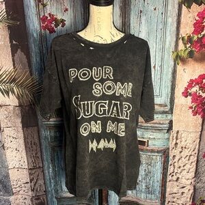 Vintage Canvas Def Leppard Mineral Wash black T-Shirt New In Package, size small